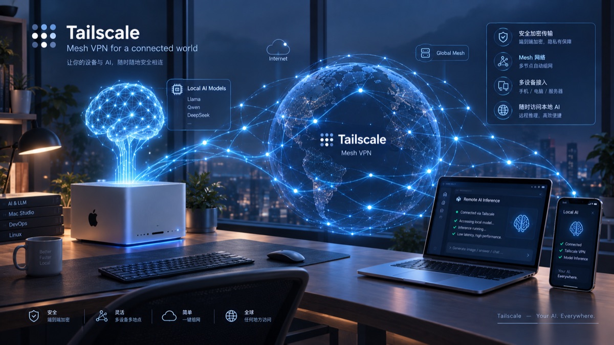 远程也能用上家里的本地大模型:Tailscale 实战(附 LM Studio / llama.cpp 接入)